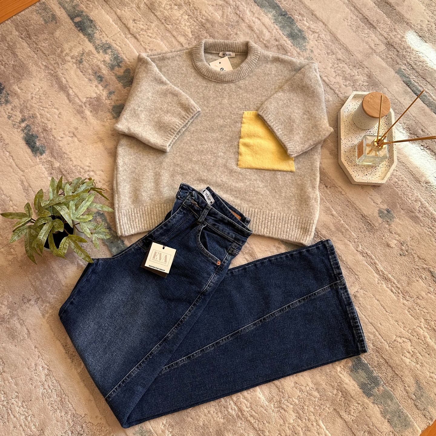 Пуловер с джоб