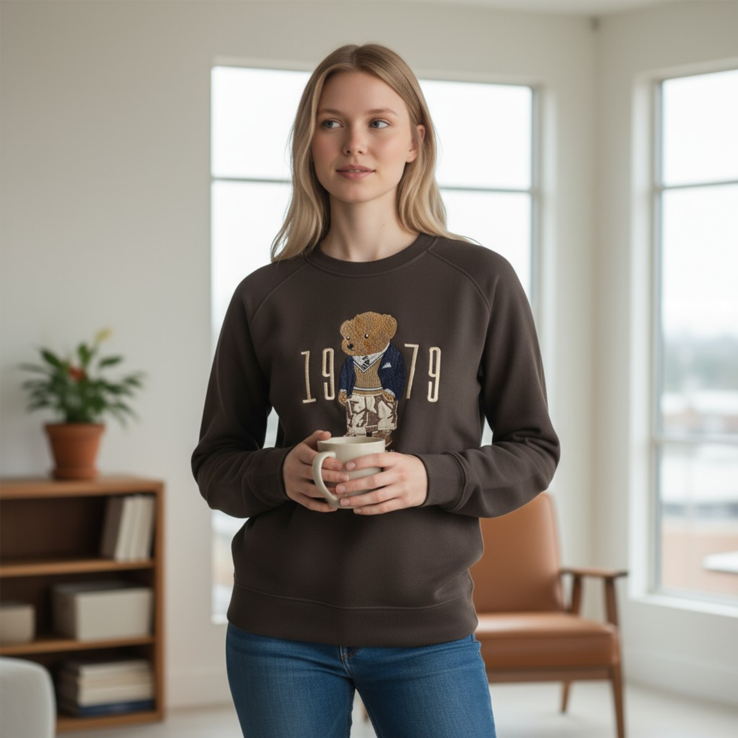 Кафяв Пуловер С Мечка