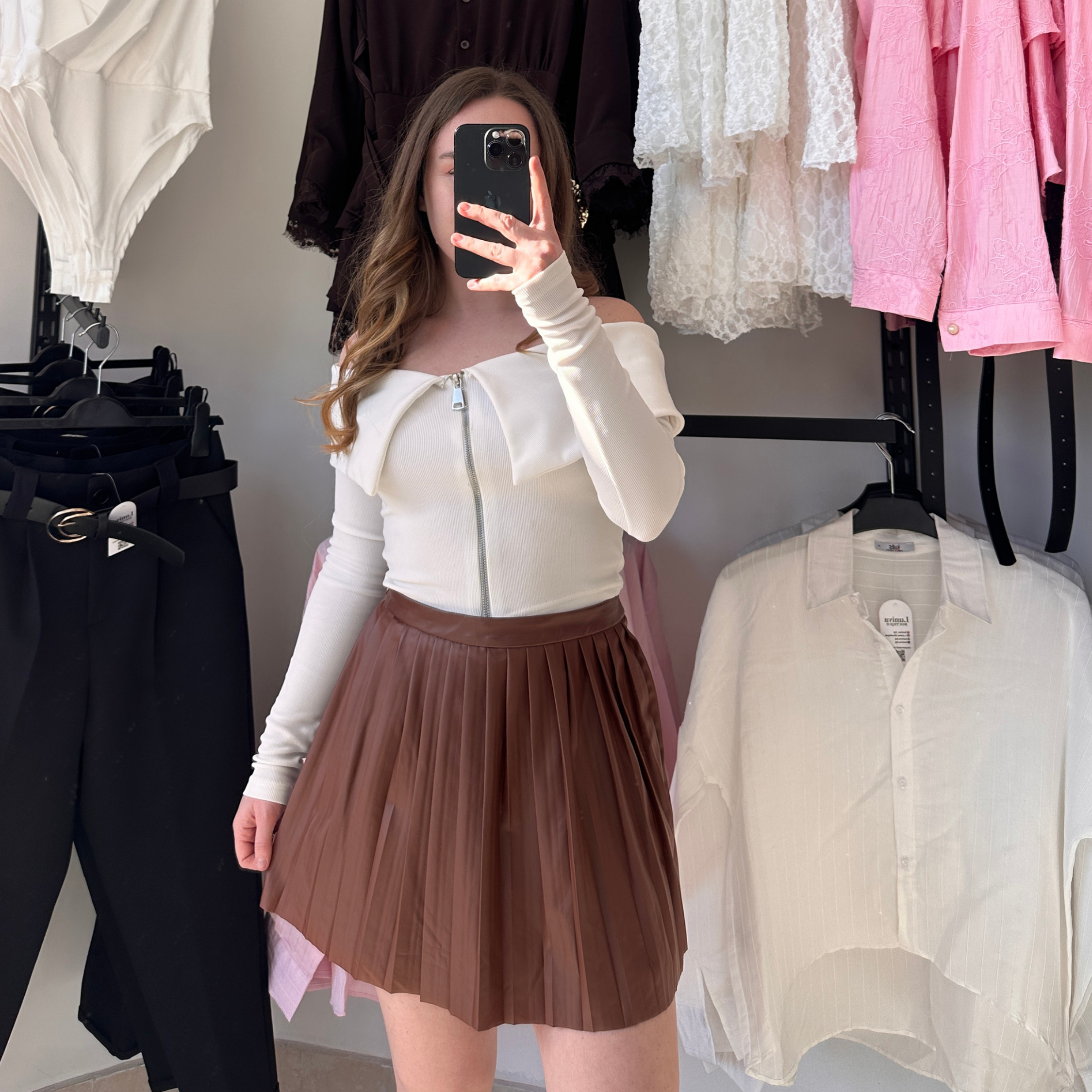 Пола-панталон от еко кожа