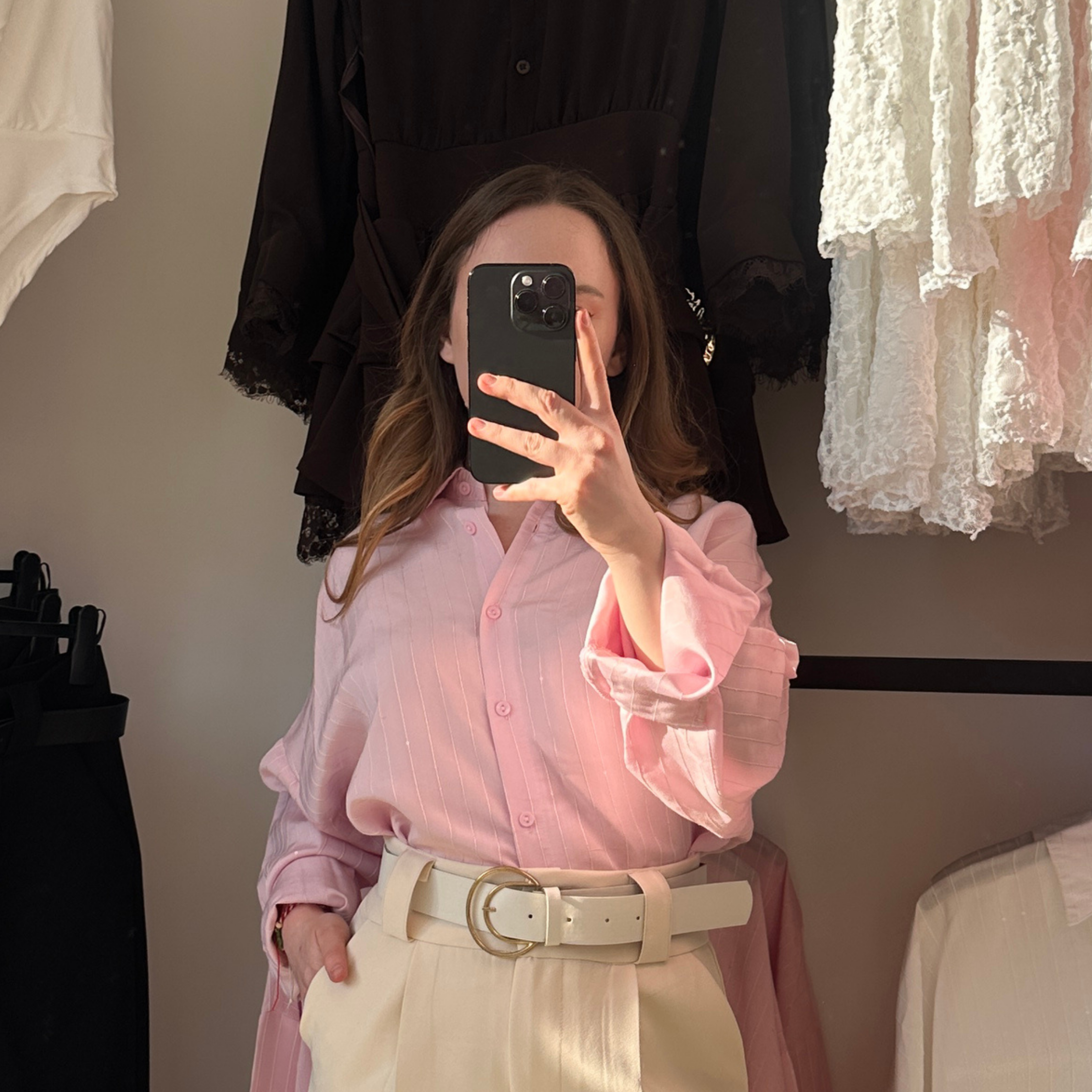 Розова риза с мъниста